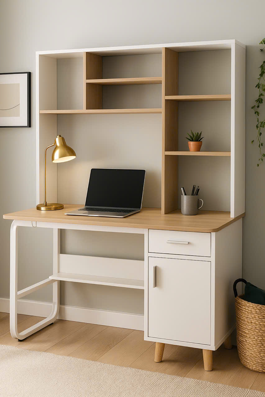 Bàn học sinh kèm kệ sách gỗ Mdf Juno Sofa KT 1m2 x 60 x 1m4