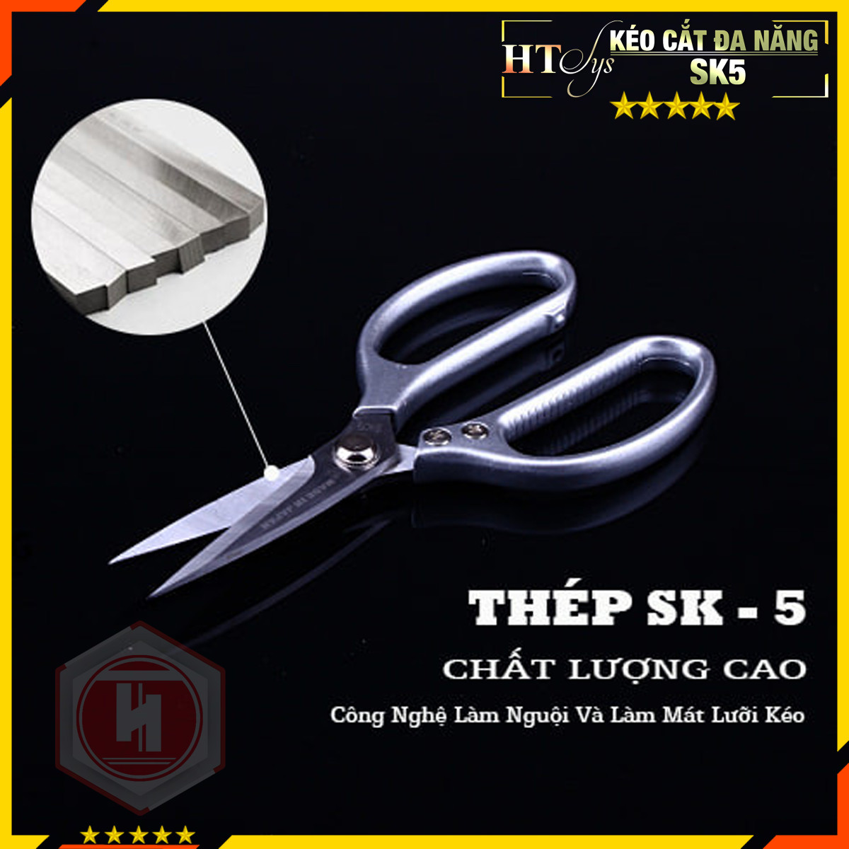 Kéo cắt thực phẩm SK5 - Kéo cắt gà, vịt, tôm, cá, vải - Chất liệu thép cao cấp