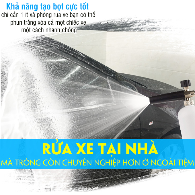 Bình phun Xịt Rửa Xe Tạo Bọt Tuyết 1000ml - Tặng Kèm Khớp Nối Nhanh 1/4inch