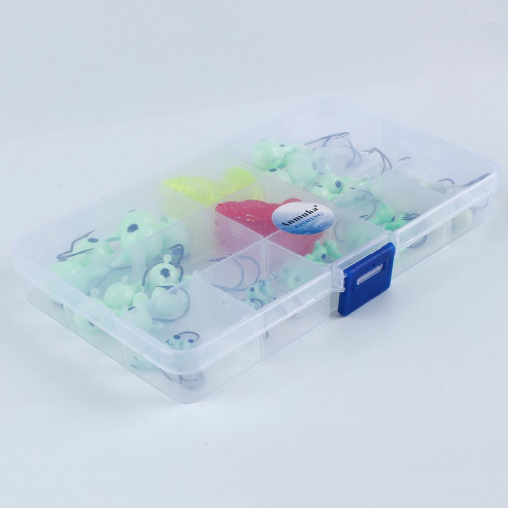 55Pcs Glow Fishing Jig Head Metal Hooks Hard Bait Lure Jig Tackle Equipment