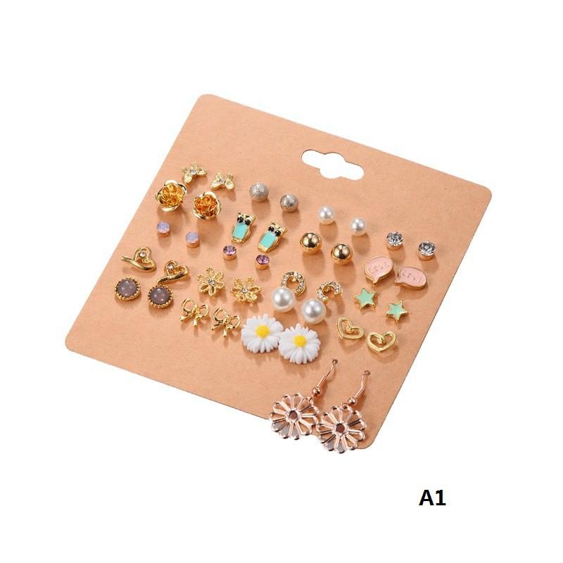 Bộ 20 đôi bông tai đinh tán hình tai hoa hướng dương thời trang