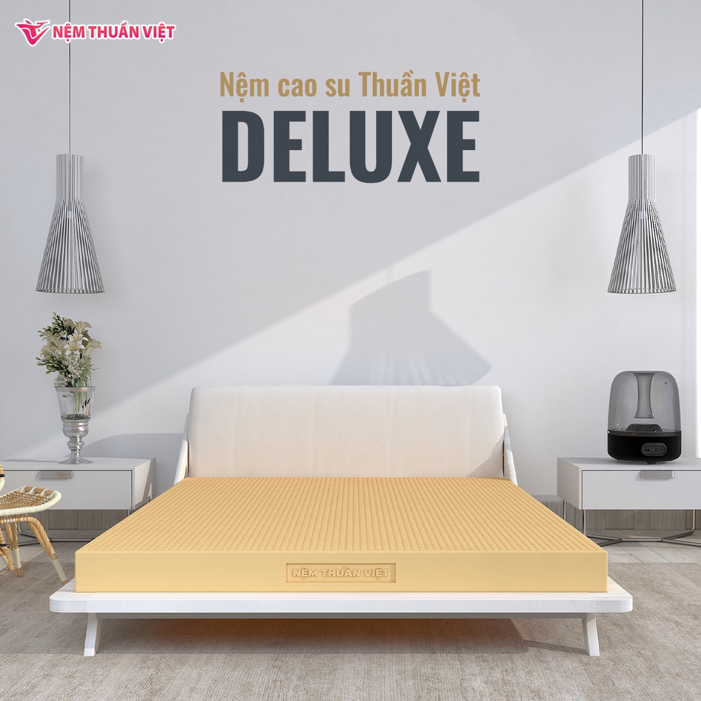 Nệm Cao Su Thuần Việt Deluxe 100% Cao Su Thiên Nhiên, Bền Bỉ, Thoáng Mát, Êm Ái