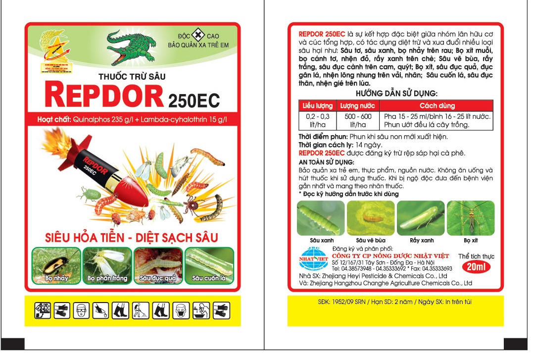 Gói 20ml Repdor 250EC trừ sâu róm, bọ xít, đục thân