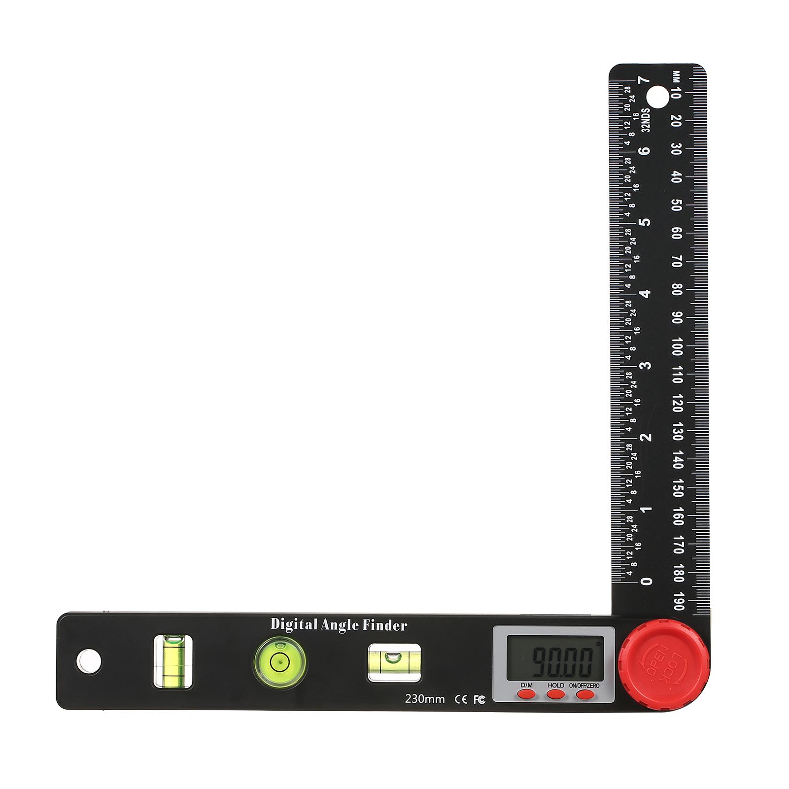 Digital Protractor Ruler Angle Finder, Protractor Ruler Level Tool, Multifunction Level Ruler 7 Inch, 3 Bubble Level Guage, Horizontal, Vertical Level Measuring with LCD Display