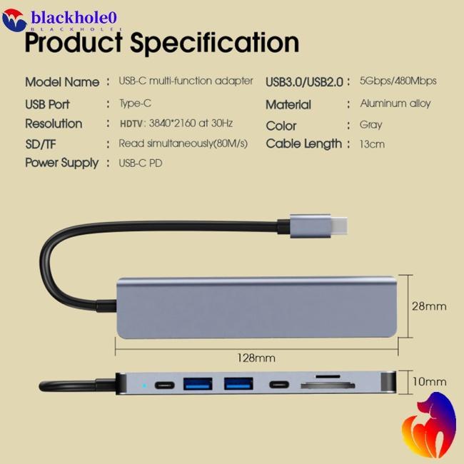 Hub chuyển đổi 7 trong 1 USB C sang 4k Hdmi Type C Dj1013 thích hợp cho Macbook Pro/Air iPad Xps