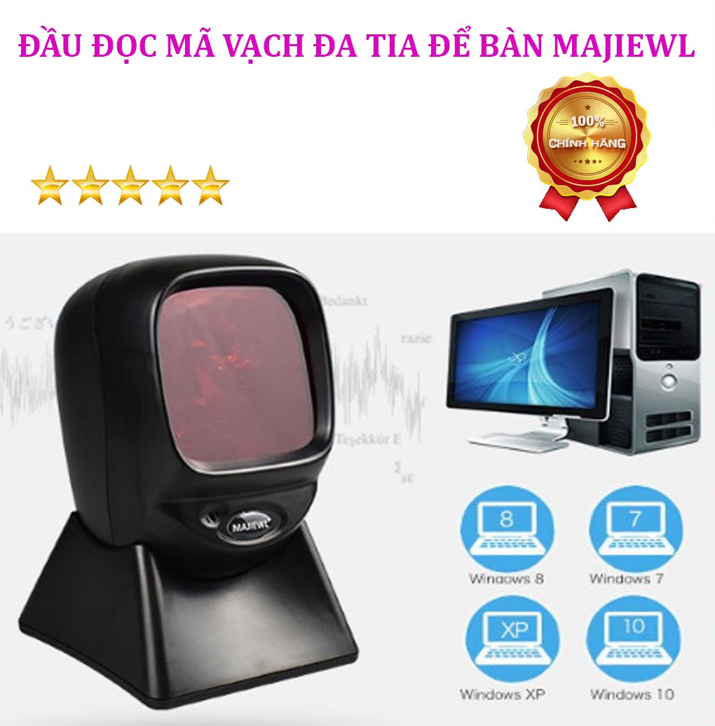 Máy Đọc Mã Vạch, Máy Quét Mã Vạch, Đầu Đọc Mã Vạch Đa Tia Để Bàn MAJIEWL Max Star 2021 - HÀNG CHÍNH HÃNG, Chính Xác, Nhanh Chóng, Dễ Dàng Sử Dụng