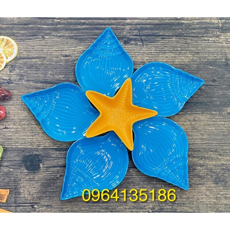 Set đĩa trưng bày đồ ăn sắc màu đại dương gốm sứ Bát Tràng