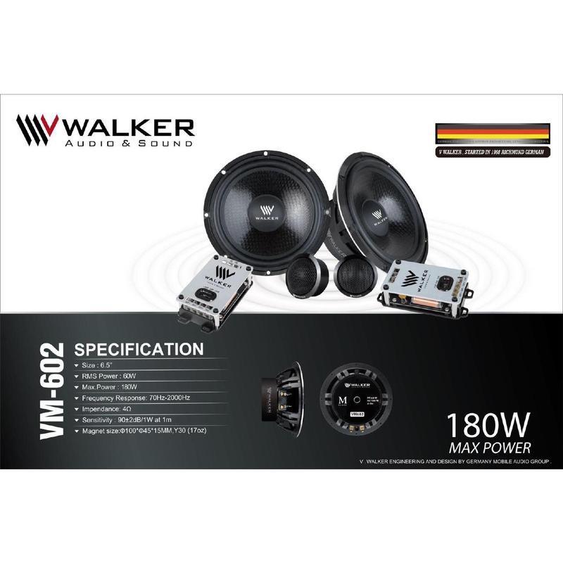 Loa cánh Ô tô Walker VM 602 Magnet 17 oz Loa phân tần 2 WAY COMPONENT 6.5 inch màng carbon cao cấp
