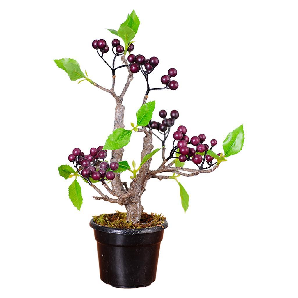 Artificial Fruit Tree Bonsai Green Leaf Realistic Potted Plants Rubber Balls