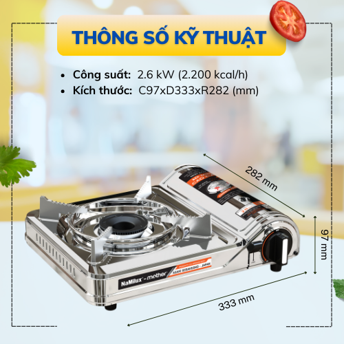 Bếp Gas Mini Cao Cấp Ngắt Gas An Toàn 2S │Giải Pháp Chống Nổ Lon Gas│Công Suất 2.6 Kw (2.200 kcal/giờ)│Hàng Chính Hãng