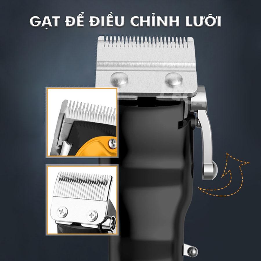 Tông đơ cắt tóc chuyên nghiệp Kemei KM-802 màn hình LCD hiển thị công suất mạnh mẽ 10W sạc nhanh pin trâu