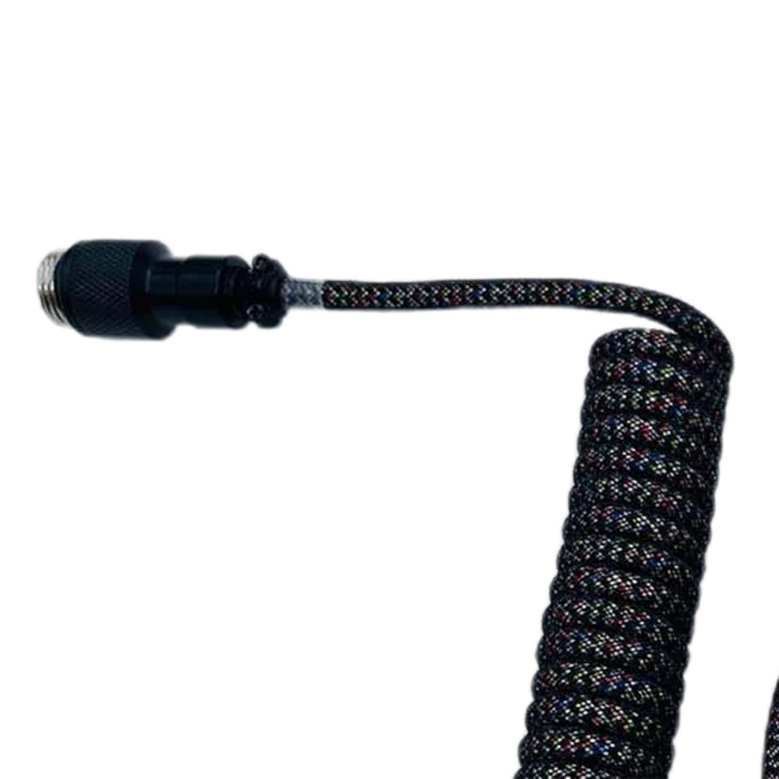 1.8M USB to Type C Coiled Cable Black Detachable DIY for Mechanical Keyboard