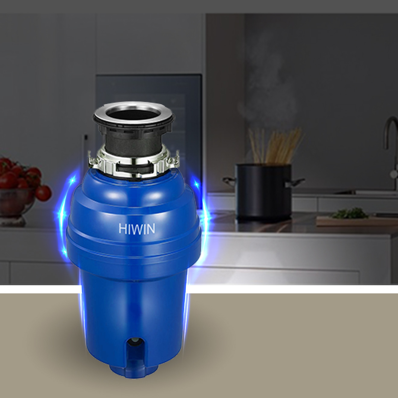 Máy xử lý rác nhà bếp thông minh Hiwin KS-1000-X475 dành cho gia đình công suất 475W kích thước 450x240x240