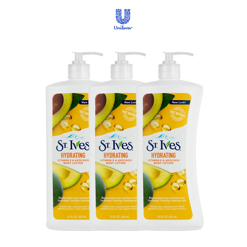 Combo 3 chai Sữa dưỡng thể ST.IVES Vitamin E và Bơ 621ml