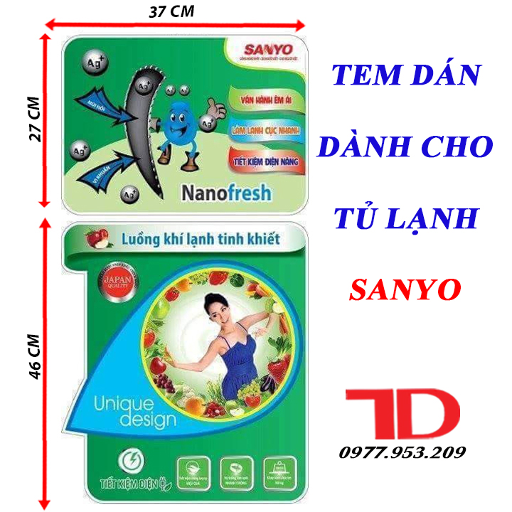 Tem dán dành cho tủ lạnh SANYO