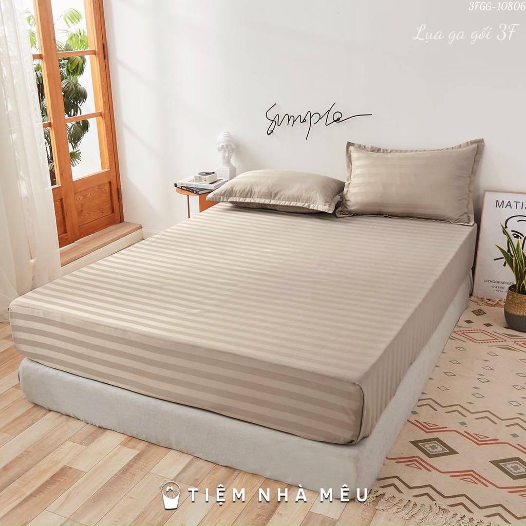 BỘ Ga Gối Cotton 3F m6/m8/2m -Tiệm Nhà MêuCotton Kẻ Sọc Chuyên Dùng Cho Khách Sạn Homestay
