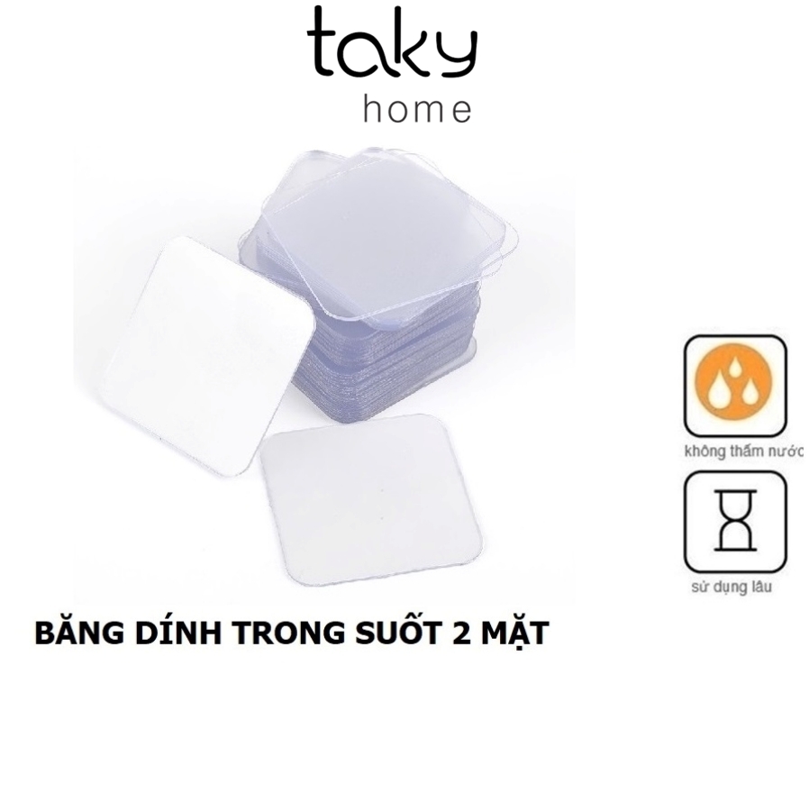 Miếng Băng Dính 3M Vuông, Siêu Dính 2 Mặt Trong Suốt, Tiện Dụng- Đa Năng, Loại Vuông 6x6cm, An Toàn Tiện Ích- TakyHome 6000