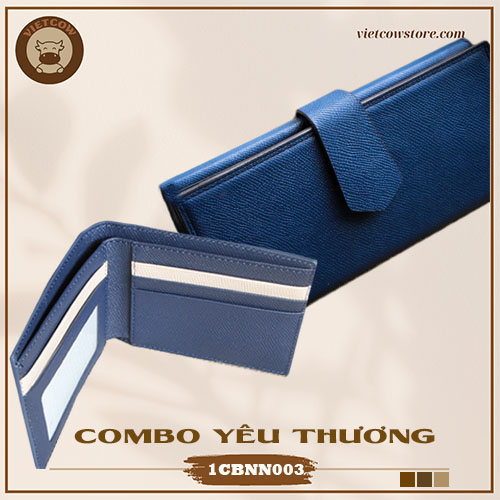 Combo Yêu Thương - Ví Nam Da Bò Safiano Và Ví Nữ Da Bò Epsom Hass_VietCow_1CBNN003