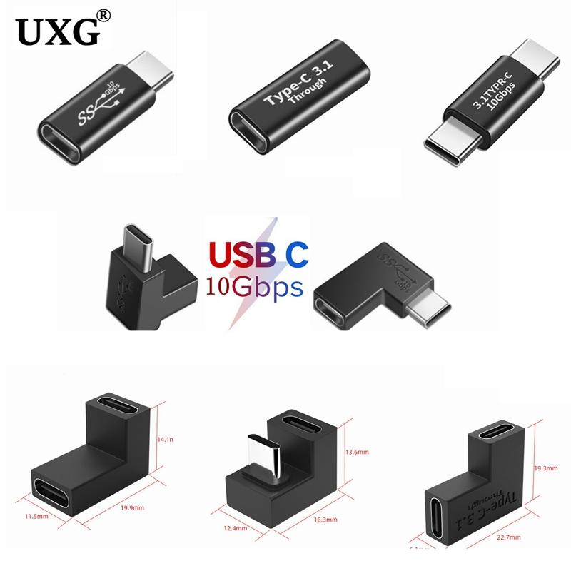 Hình chữ U góc 90 độ USB 3.1 10Gbps Loại C Bộ Chuyển Đổi OTG Nam Sang Nữ Cho Huawei Xiaomi Bộ Chuyển Đổi Bộ Chuyển Đổi Màu Sắc: Type-c M-F DN