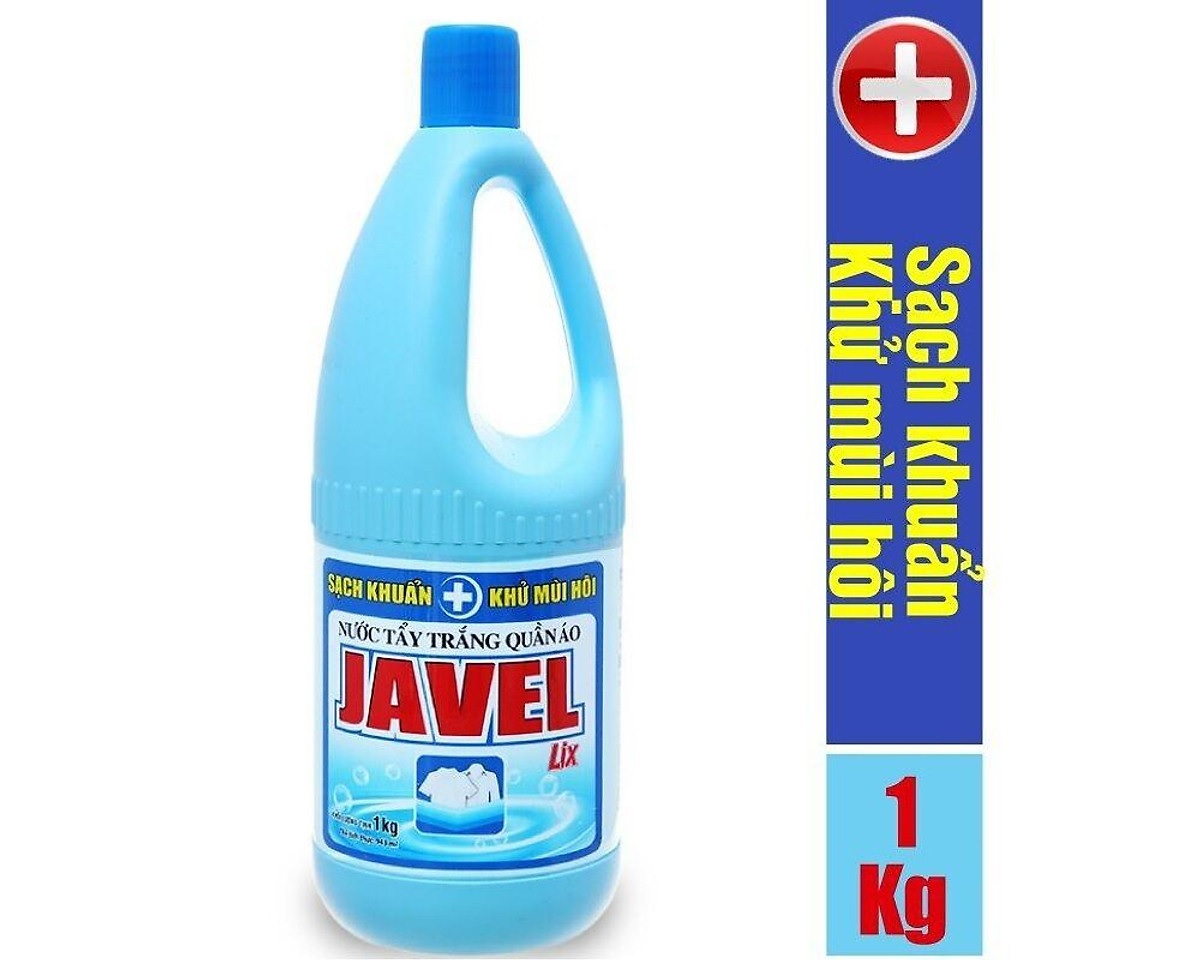 Nước tẩy quần áo trắng nước Javel Lix 1Kg - tẩy quần áo sạch khuẩn, khử mùi hôi - JL100