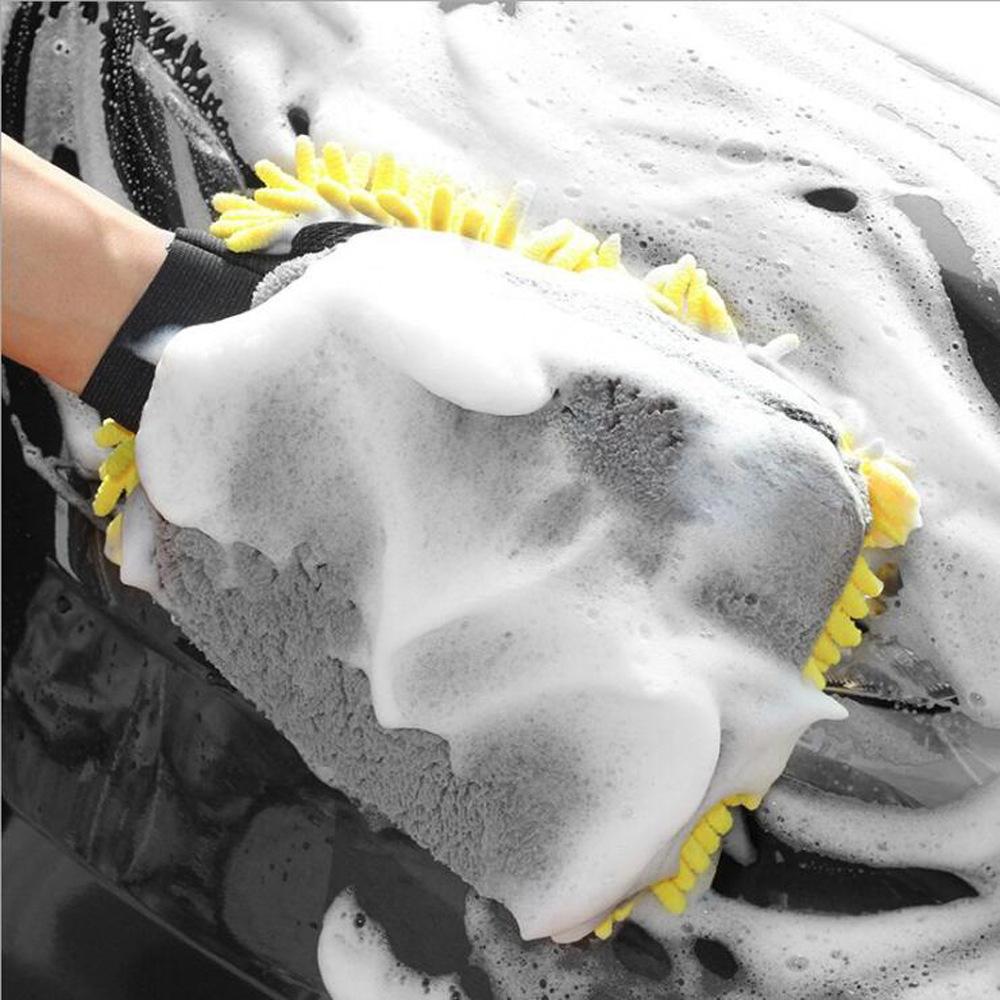 1/2 Chiếc Chống Nước Rửa Xe Ô Tô Sợi Nhỏ Viền Găng Tay Dày Vệ Sinh Xe Mitt Sáp Chi Tiết Bàn Chải Tự Động Chăm Sóc Đôi-Phải Đối Mặt Với Găng Tay