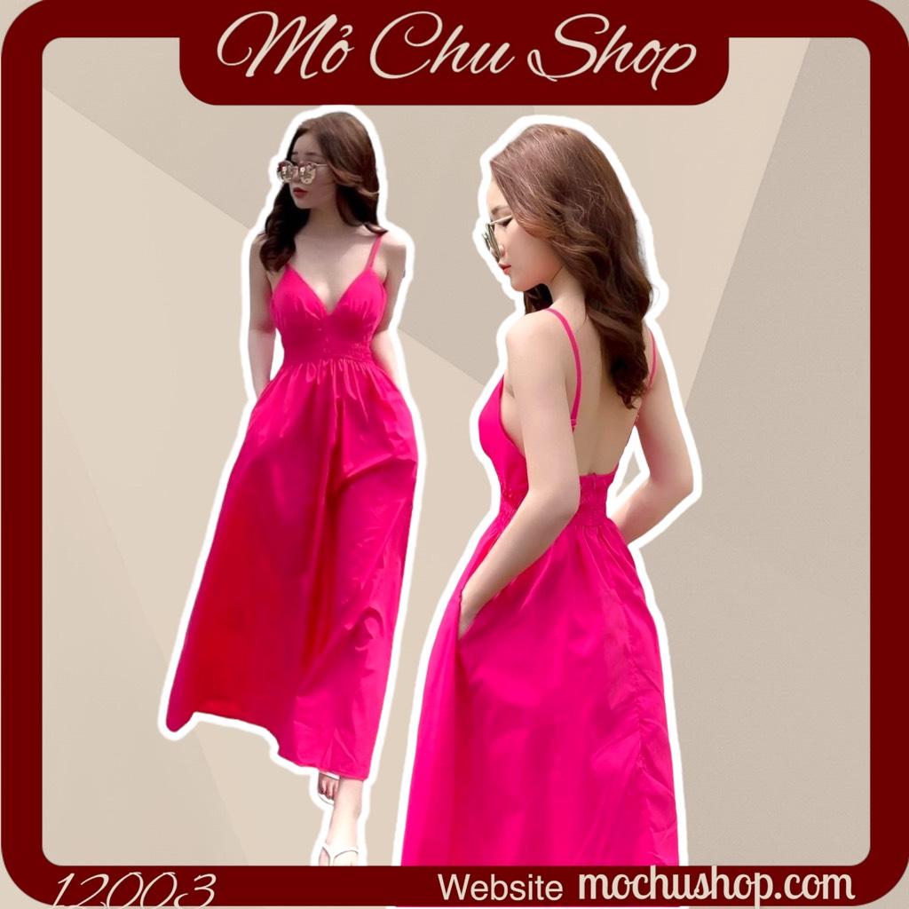 ĐẦM MAXI 2 DÂY NHÚN EO 12004