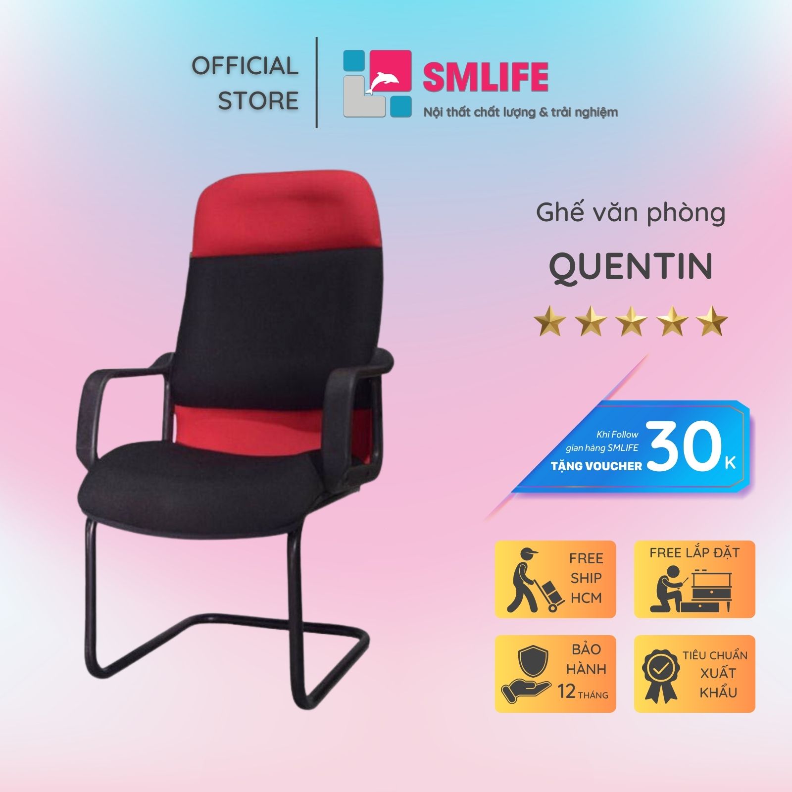 Ghế văn phòng chân quỳ lưng cao SMLIFE Quentin