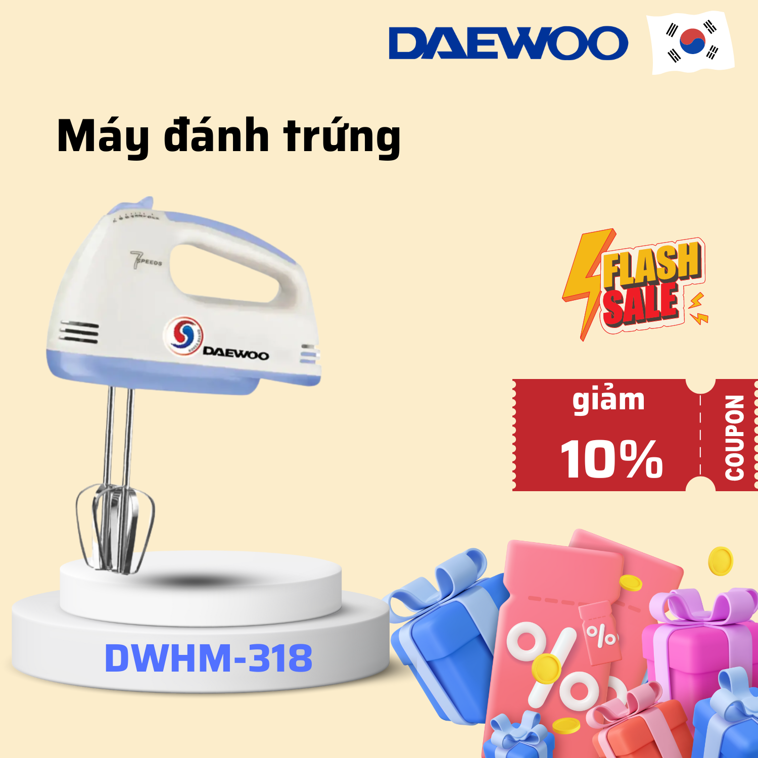 Daeoo Máy đánh trứng DWHM-318 - Hàng chính hãng