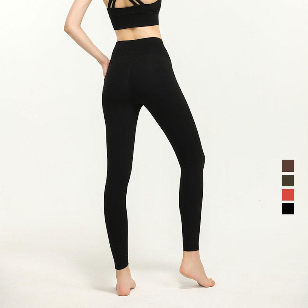 Nâu Quần Legging Tập Yoga Liền Mạch Cao Cấp Tập Thể Dục Thể Thao Quần Lót Nữ Có Túi Mới Tập Thể Hình Nữ Lycra Đẩy-lên Thun