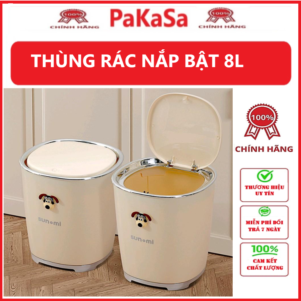 Thùng Rác Thông Minh Nắp Bật Nhấn Nút Hình Cún SUNMI 8 Lít, Tiện Dụng Cho Văn Phòng, Gia Đình