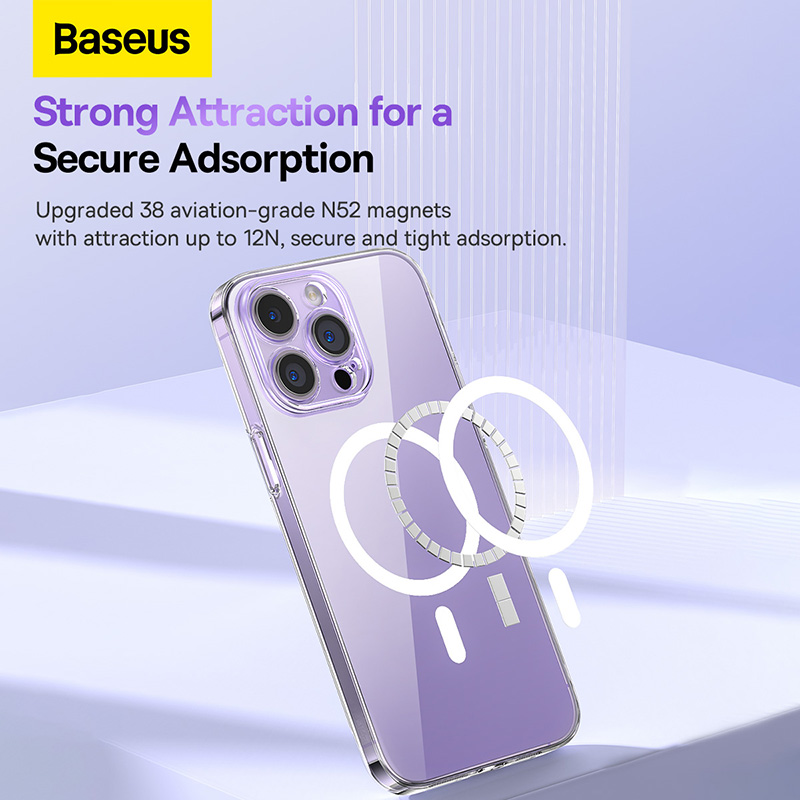 Ốp Lưng Từ Tính Baseus Crystal Series Magnetic Phone Case cho iPhone 14 (Kèm cường lực)(Hàng chính hãng)