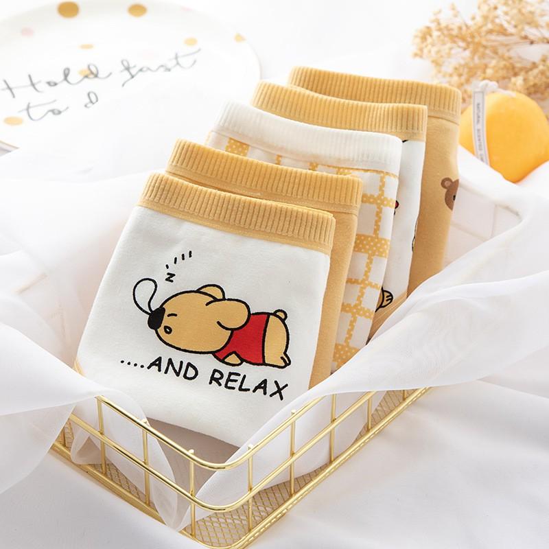 Quần Lót Nữ ️️Quần lót nữ cotton Gấu vàng Cute CAO CẤP phối nơ DỄ THƯƠNG