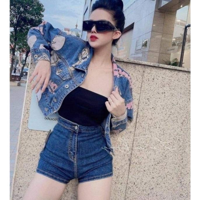 [L2M] Quần SHORT JEANS lưng cao chất liệu co giãn siêu tôn dáng phong cách năng động