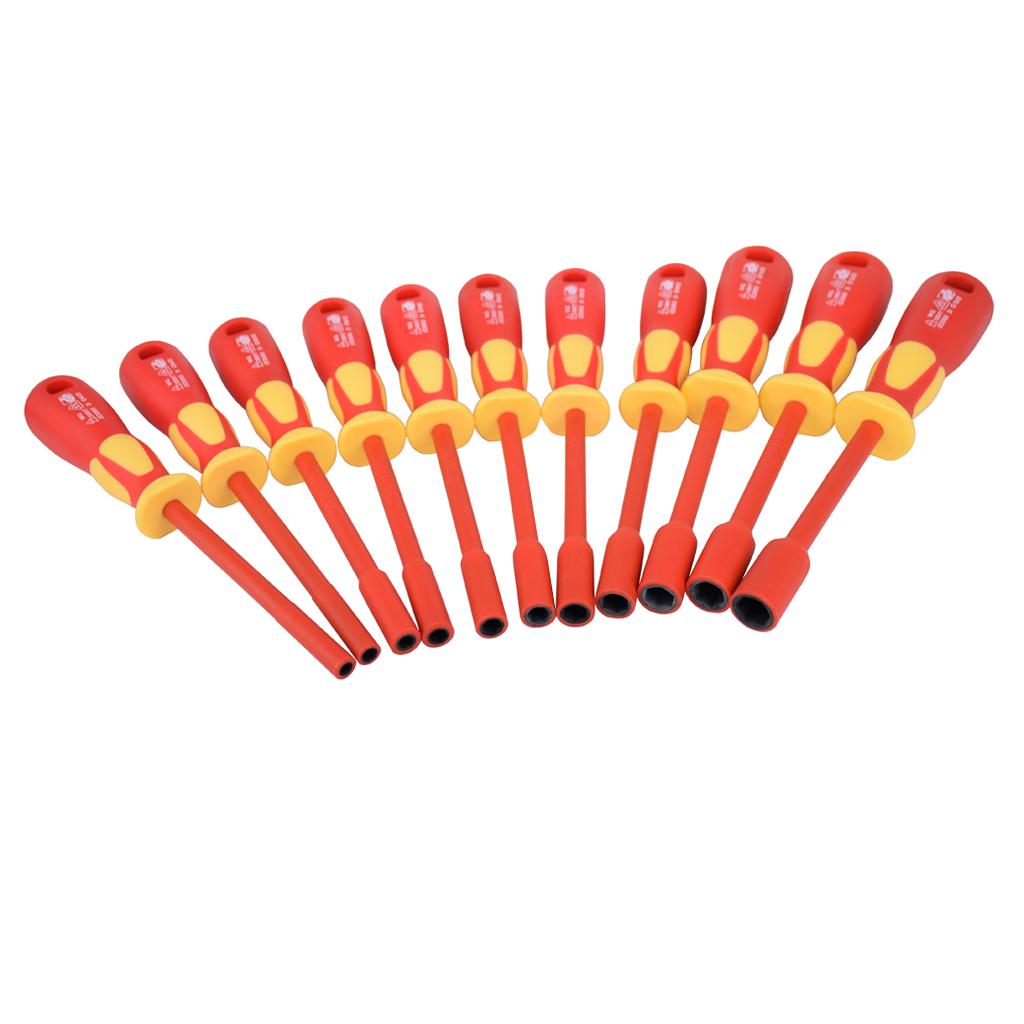 2pcs Steel Insulated Nut Driver Electric 1000V M8 M10 Hex Screwdriver for