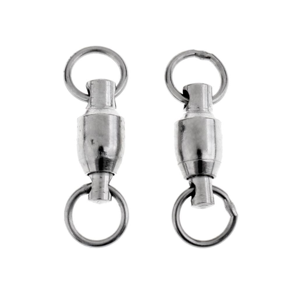10Pcs Stainless Steel Heavy Duty Ball Bearing Swivel Solid Rings Black Fishing Swivel Fishing Accessory