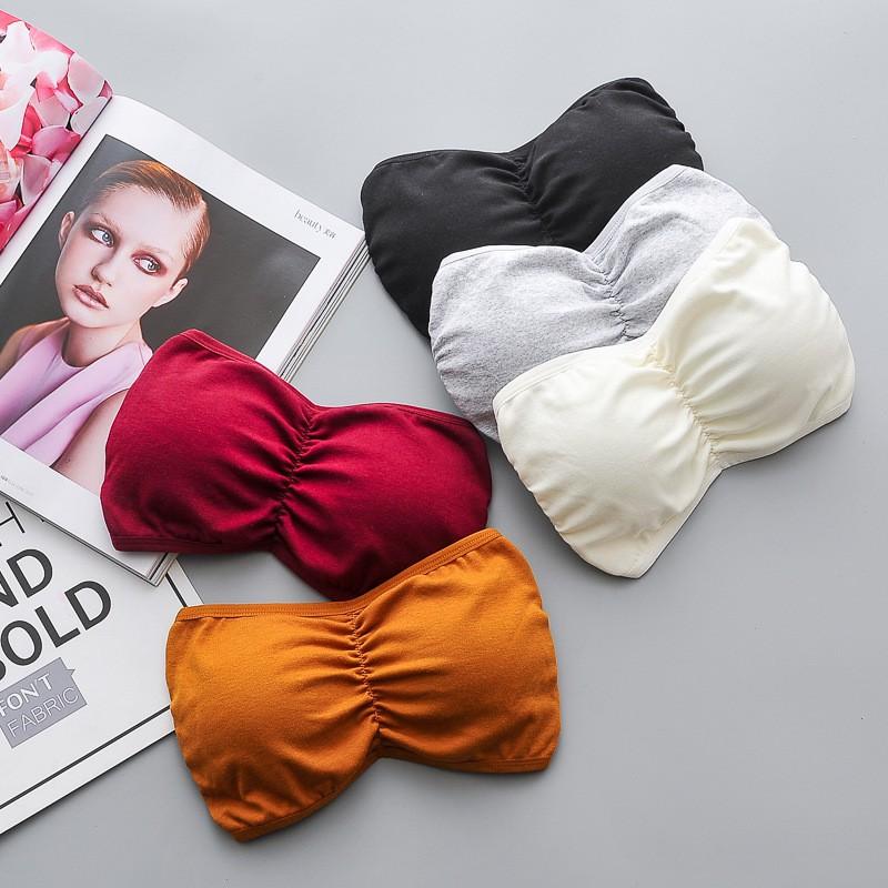 Áo lót bra không dây vải cotton kèm mút nâng ngực, hàng nhập Quảng Châu
