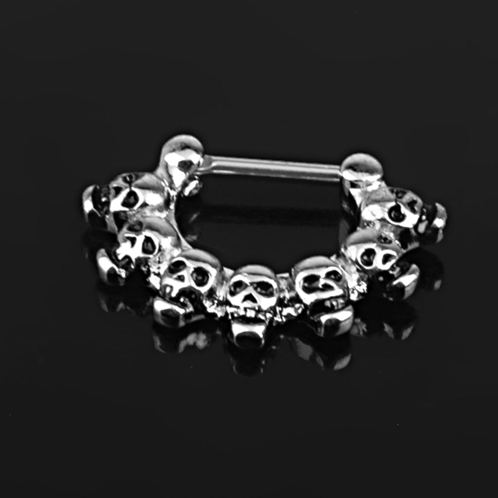 16 Gauge Silver Skull Nose Septum Clicker Nipple Rings Body Piercing Jewelry