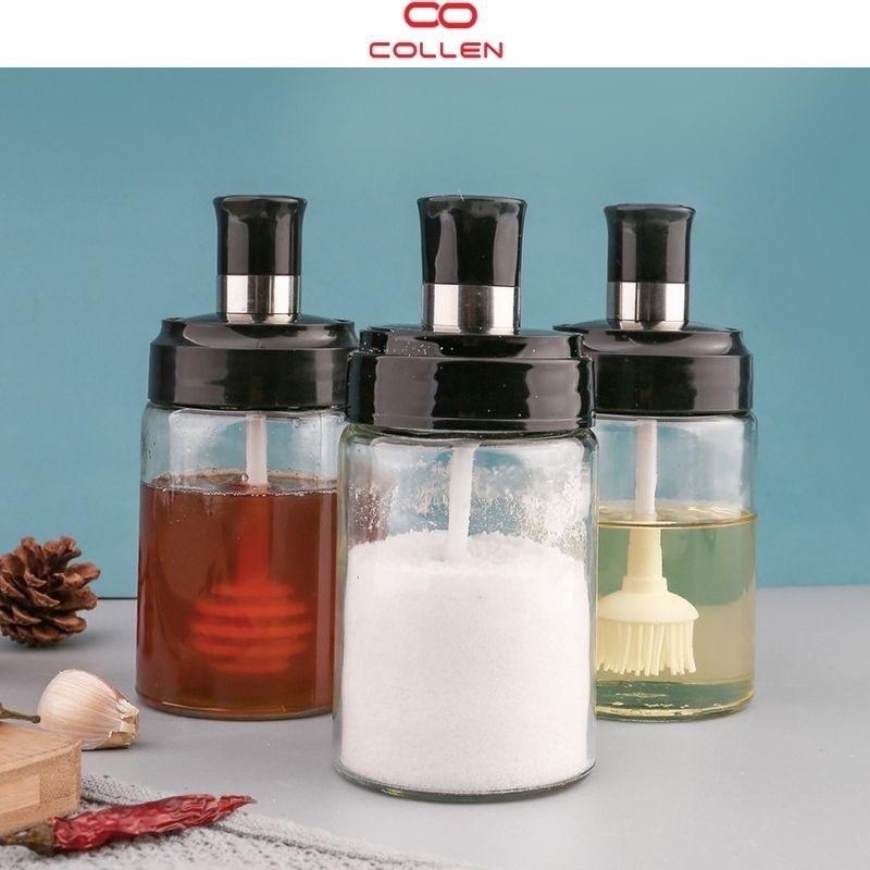 Sét 3 hũ thủy tinh đựng gia vị,nước mắm,giấm,kèm thìa