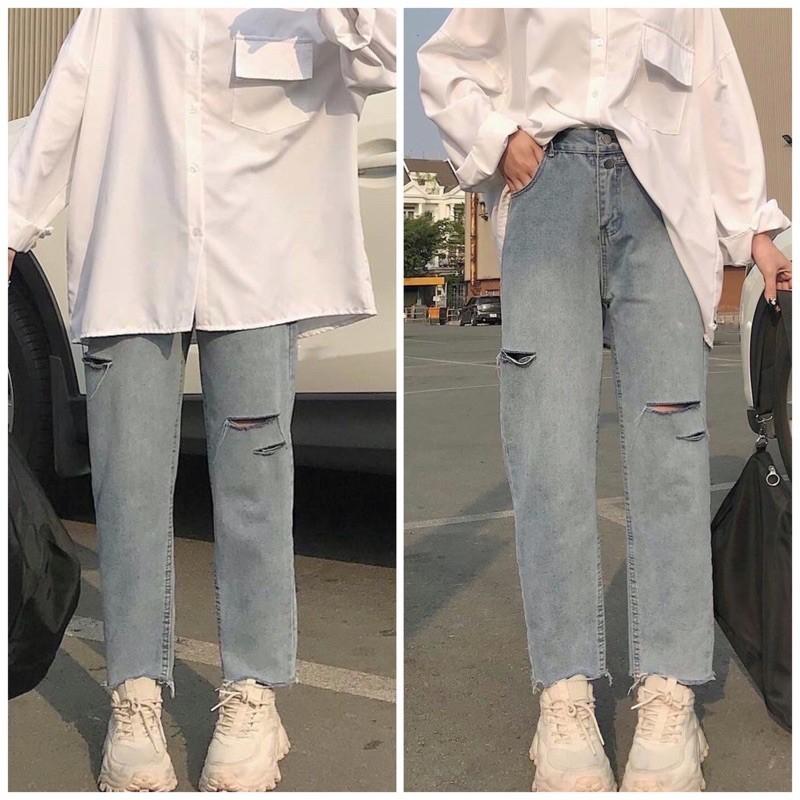 Quần baggy jean rách 17.3 3 line, kèm video tự quay
