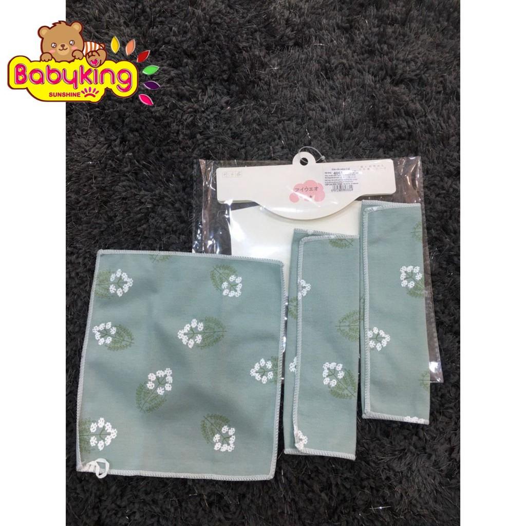 Khăn sữa em bé cotton 3 cái , chất liệu cotton 100% , thương hiệu Aiueo Nhật Bản.