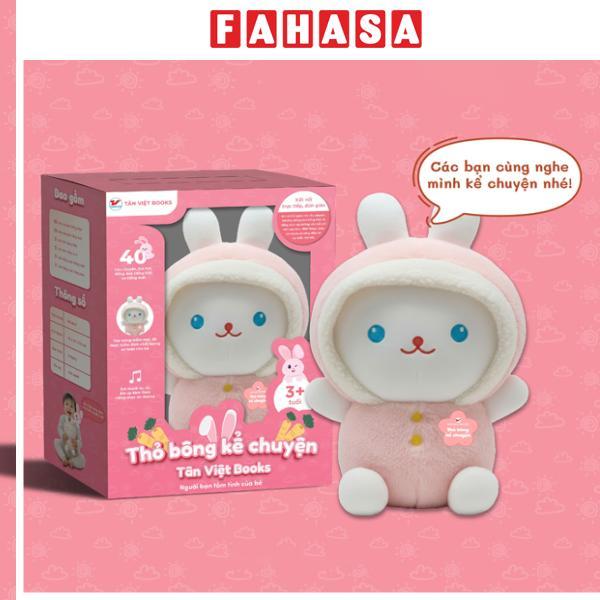 Thỏ Bông Kể Chuyện - Mắt Xanh Loại To - Món Quà Trí Tuệ Cho Bé