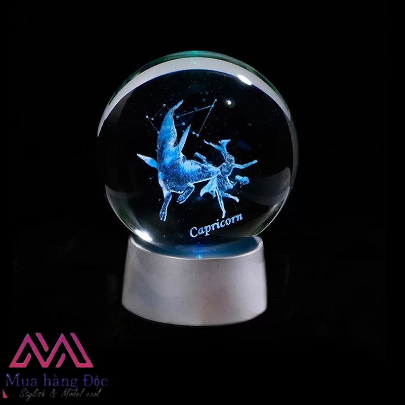 Quả Cầu Pha Lê Capricorn Crystal Ball 3D LED Cung Ma Kết 6cm