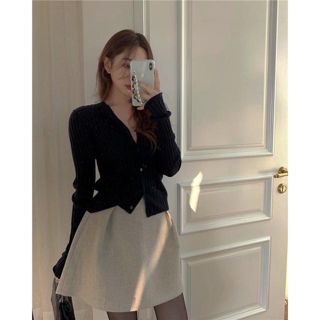 Áo khoác cardigan tay dài chất thun gân mềm co giãn 4c