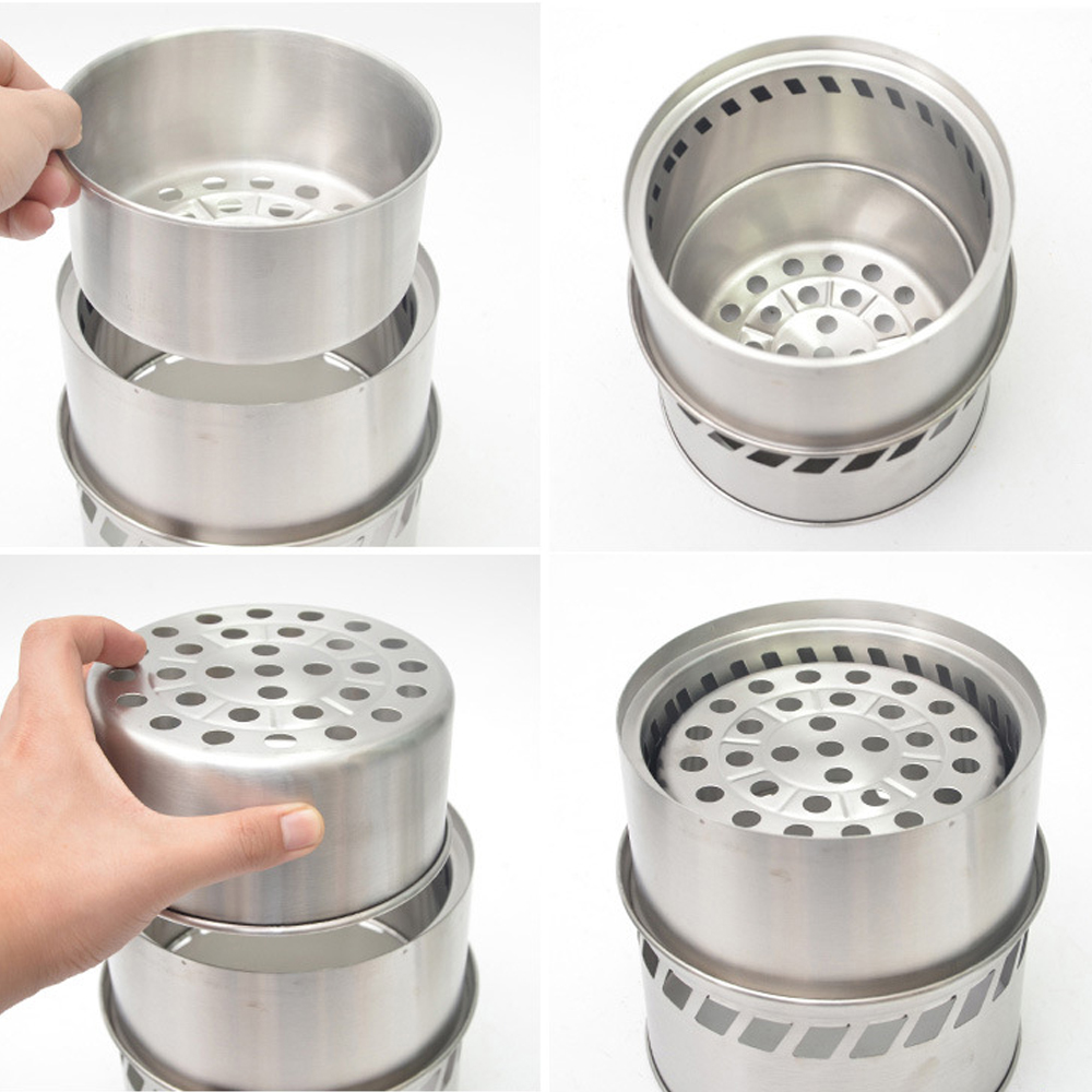 Lò Nướng Đốt Gỗ Bằng Thép Không Gỉ Có Thể Gấp Lại Cho Cắm Trại Ngoài Trời