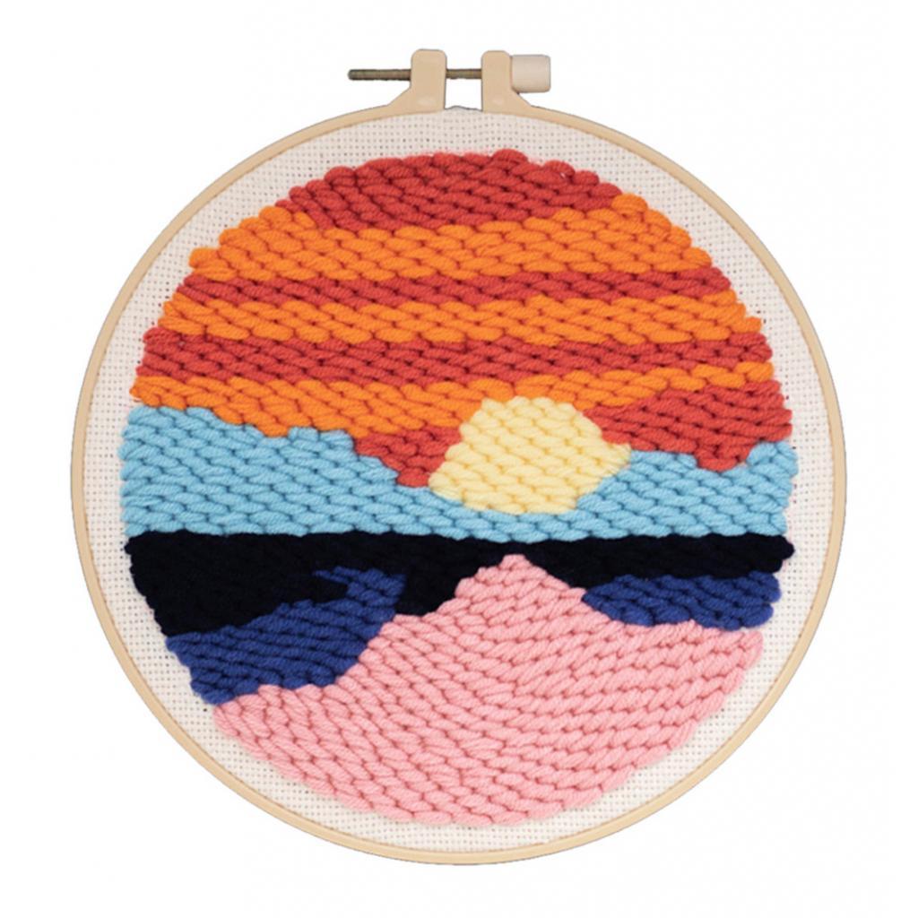 Punch  Kit with Adjustable Punch  Yarn for Beginners - Sunset