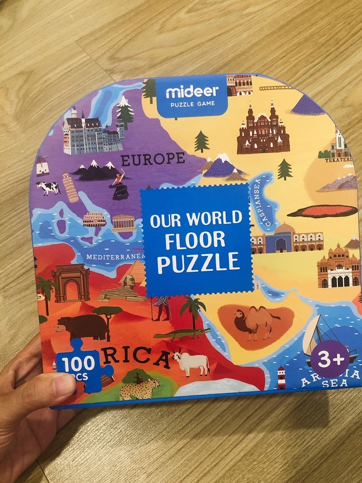 Bộ xếp hình puzzle valy Mideer 100 mảnh ghép dành cho bé 4 tuổi trở lên - Chủ đề Thế giới chúng ta MD3027