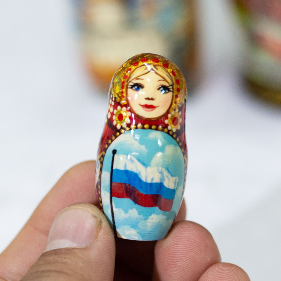 BỘ BÚP BÊ NGA MATRYOSHKA 5 LỚP CAO 18CM VẼ HOA VĂN &quot;PHONG CẢNH MATXCOVA&quot; CỰC ĐẸP VÀ SANG TRỌNG ĐỘC ĐÁO