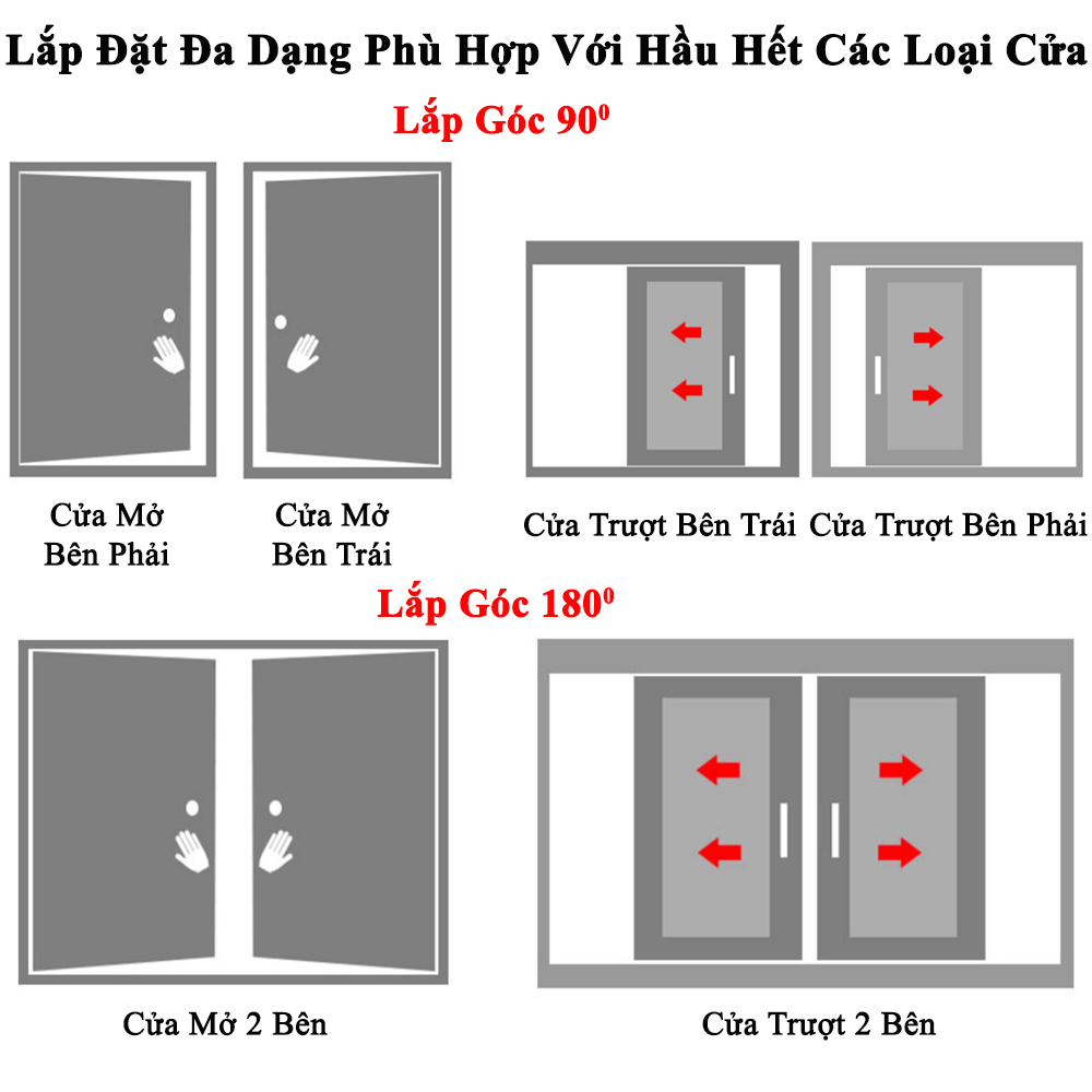 Chốt Khóa Cửa Trượt KUNBE Hợp Kim Dày Dặn Bền Bỉ Lắp Được Cả Cửa Lùa, Xoay, Góc 90 Độ Và 180 Độ