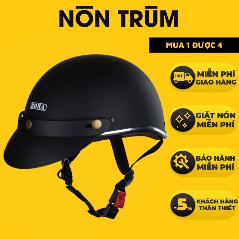 Mũ bảo hiểm xe máy nửa đầu Rona Haly viền bạc, nón bảo hiểm freesize chính hãng