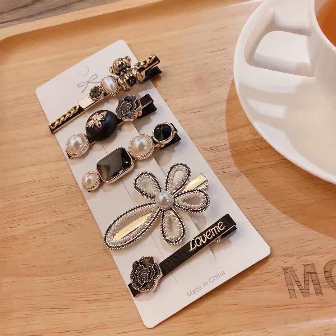 Sét kẹp tóc nơ đính đá siêu xinh